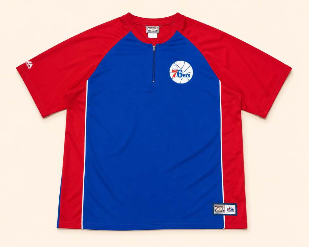 Vintage Y2K Philadelphia 76ers Majestic Hardwood Classics Zip Jersey XXL